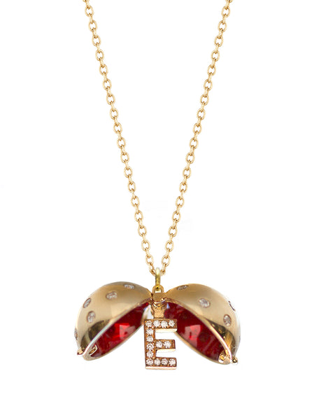 Letter Diamond Sphere with Cherry Red Enamel