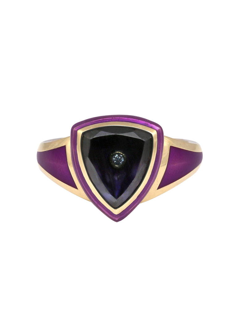 Purple with Blue Tourmaline Shield Ring