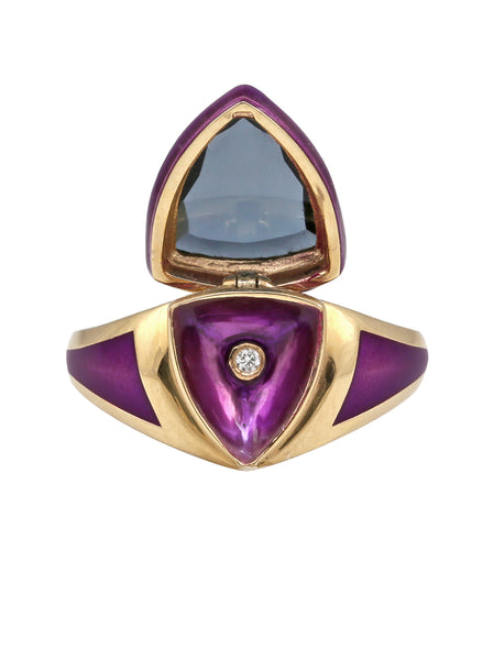 Purple with Blue Tourmaline Shield Ring