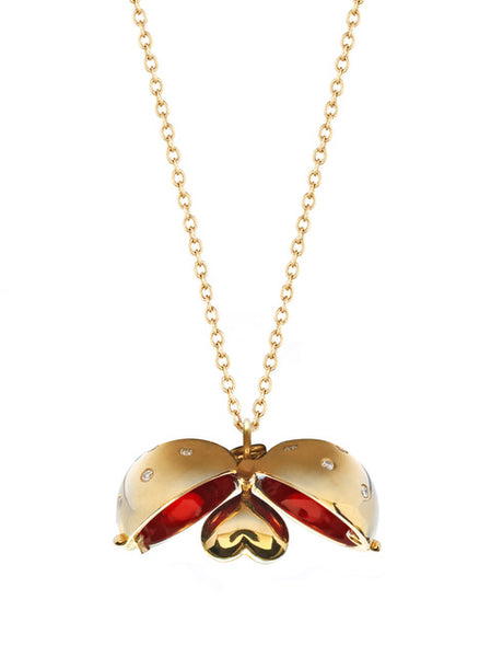 Heart Diamond Sphere with Cherry Red Enamel