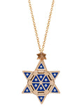 Yellow Gold Star of Creation with Blue Ceramic and Diamonds