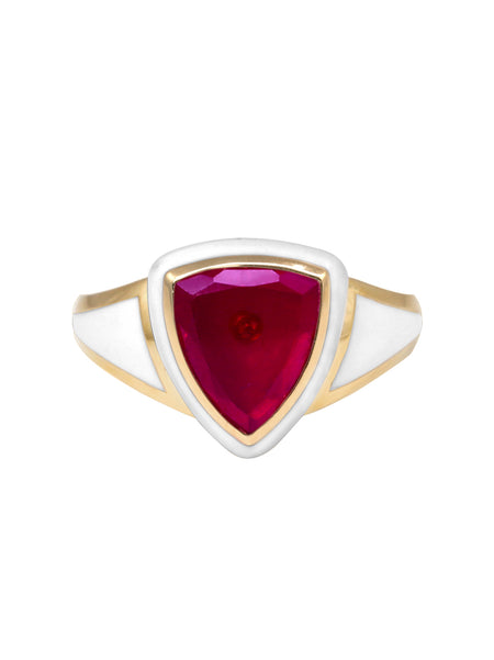 Hot Pink Enamel with Amethyst Shield Ring
